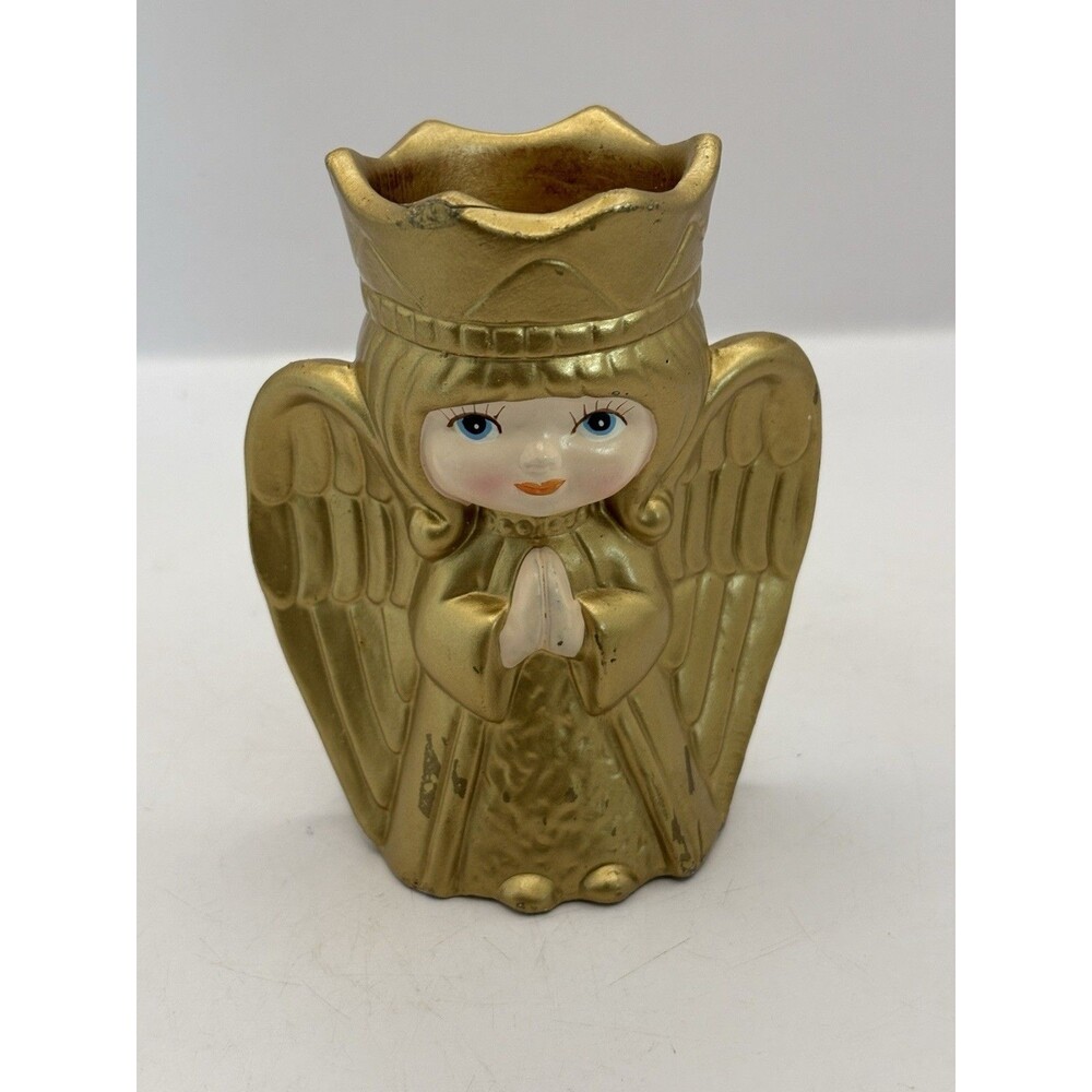 Vintage Dickson Angel Cherub Votive Candle Holder Gold Korea